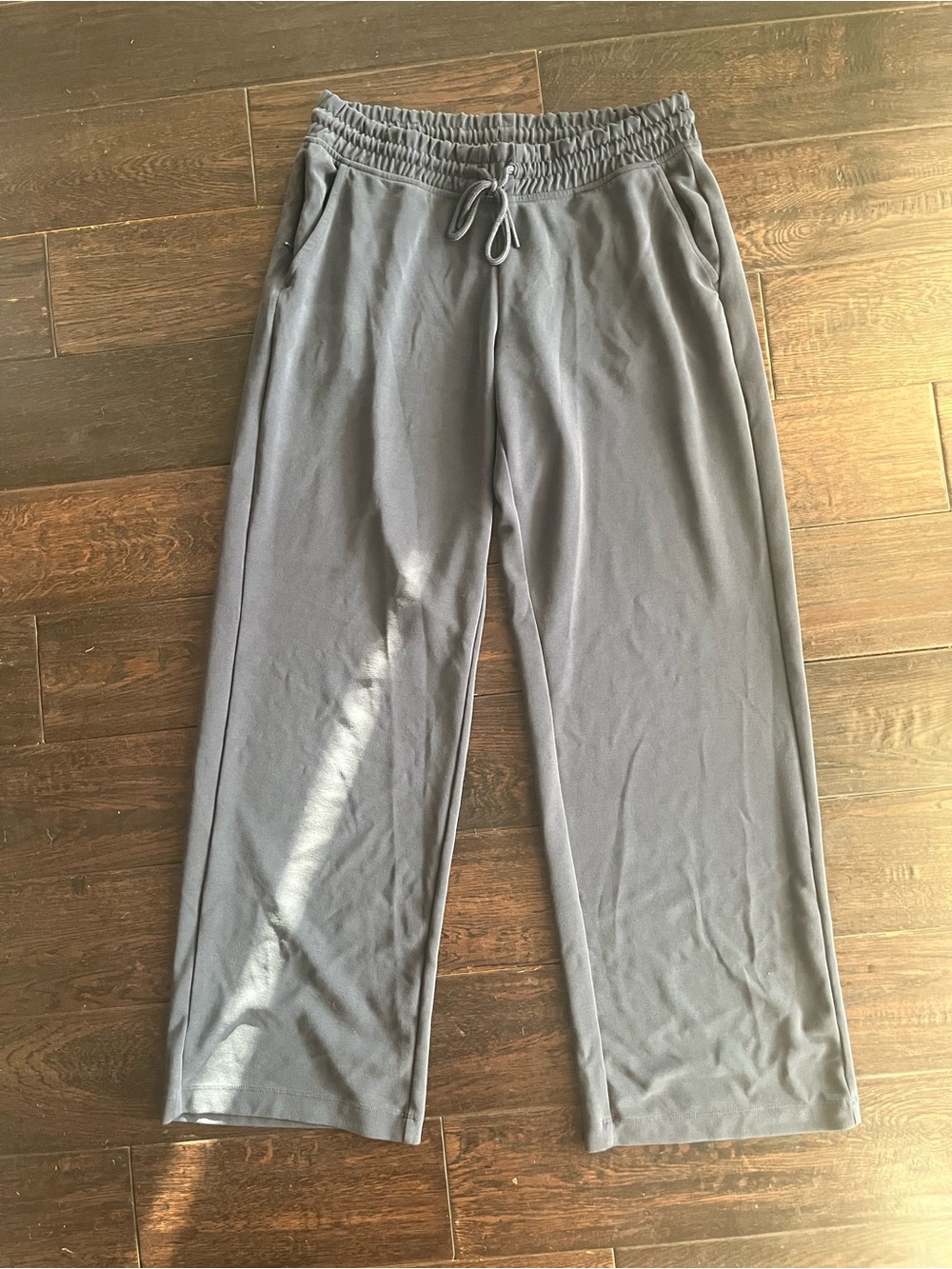Athleta Women's Blue Charcoal Gray Wide Leg Drawstring Lounge Pants M